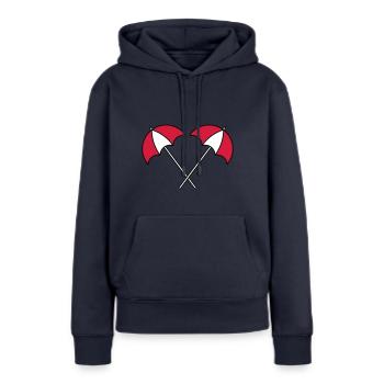 Parasol motif été - Sweat à capuche Premium bio Femme - bleu marine - Devant - Julia (174cm)