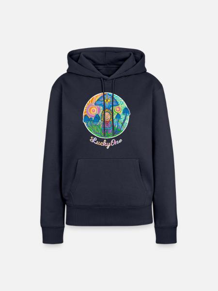 LuckyOne "Glückspilz" - Frauen Premium Bio Hoodie - Navy