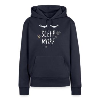 Sleep More - Sweat à capuche Premium bio Femme - bleu marine - Devant - Julia (174cm)