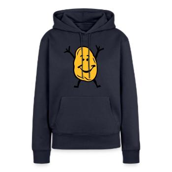 patate sourire 0 - Sweat à capuche Premium bio Femme - bleu marine - Devant - Julia (174cm)
