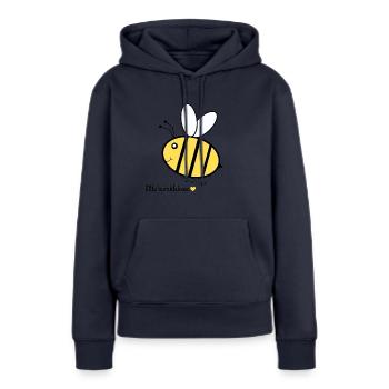 peu bumblebeee - Sweat à capuche Premium bio Femme - bleu marine - Devant - Julia (174cm)