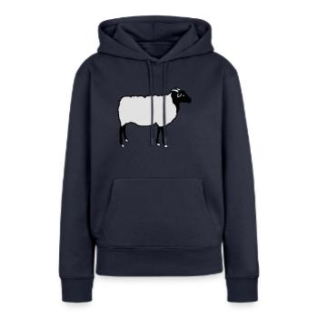 Chèvre Heidschnucke agneau berger agneaux - Sweat à capuche Premium bio Femme - bleu marine - Devant - Julia (174cm)