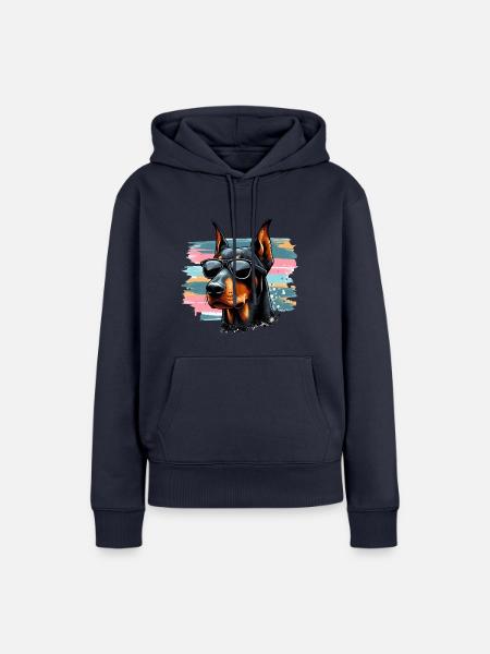 Dobermann Welpe Splash Art - Frauen Premium Bio Hoodie - Navy