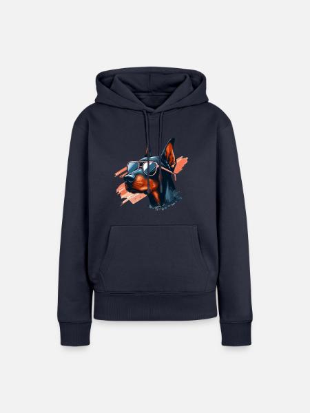 Dobermann Der Leibwächter - Frauen Premium Bio Hoodie - Navy