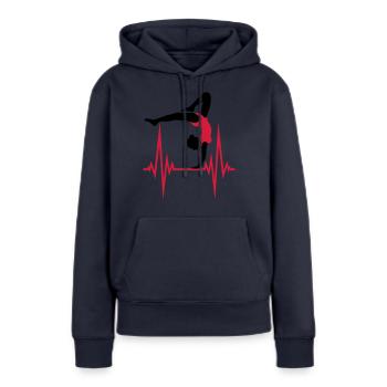 yoga puls herzschlag frequenz frau gymnastik sport - Frauen Premium Bio Hoodie - Navy - Vorne - Julia (174cm)