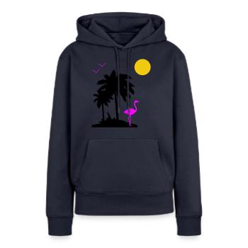 Palmen Paradise - Frauen Premium Bio Hoodie - Navy - Vorne - Julia (174cm)