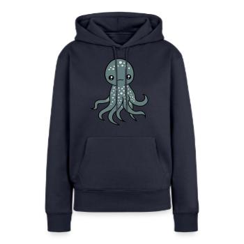 Oktopus Kraken Tintenfisch Kopffüßer süß niedlich - Frauen Premium Bio Hoodie - Navy - Vorne - Julia (174cm)