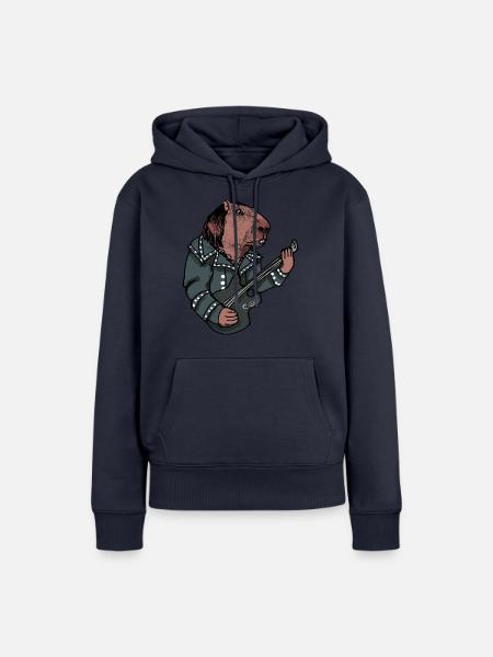 Capybara Metalhead - Frauen Premium Bio Hoodie - Navy