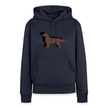 2 Flat Coated Retriever - Frauen Premium Bio Hoodie - Navy - Vorne - Julia (174cm)