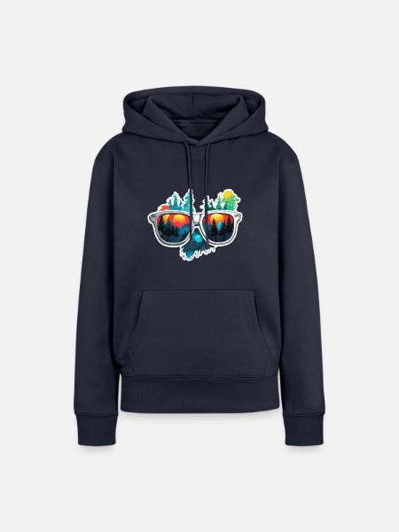 Sonnenbrille / Reflektion / Wald / Spiegelung - Frauen Premium Bio Hoodie - Navy