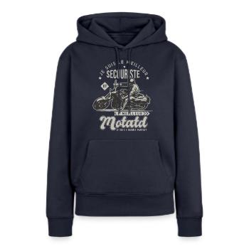 Motard le meilleur secouriste cadeau cool - Sweat à capuche Premium bio Femme - bleu marine - Devant - Julia (174cm)