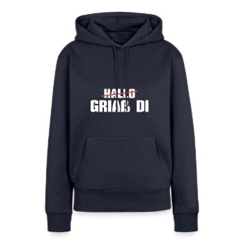Bayrischer Dialekt Griaß di Bayrisch - Frauen Premium Bio Hoodie - Navy - Vorne - Julia (174cm)