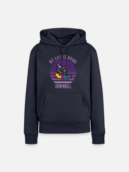 Mein Leben geht bergab - Frauen Premium Bio Hoodie - Navy