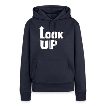 See above - Women’s Premium Organic Hoodie - navy - Front - Julia (174cm)