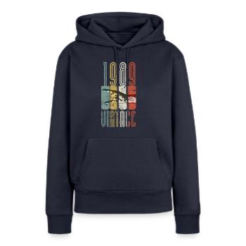 Millésime 1989 - Sweat à capuche Premium bio Femme - bleu marine - Devant - Julia (174cm)
