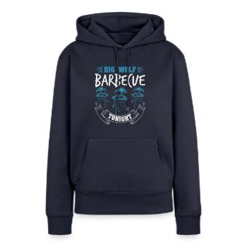 BARBECUE DIG WOLD CE SOIR - Sweat à capuche Premium bio Femme - bleu marine - Devant - Julia (174cm)