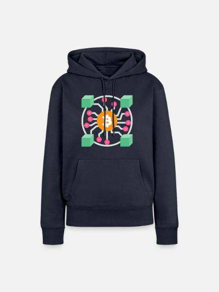 Bitcoin Blockchain Design - Frauen Premium Bio Hoodie - Navy