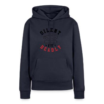Elektrofahrzeug: Leise, Aber Tödlich - Frauen Premium Bio Hoodie - Navy - Vorne - Julia (174cm)