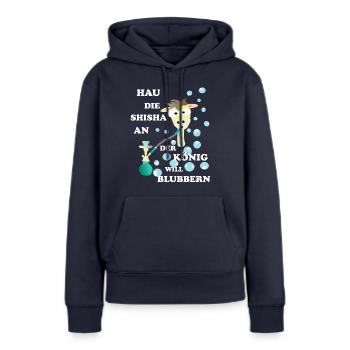 Shisha König - Frauen Premium Bio Hoodie - Navy - Vorne - Julia (174cm)