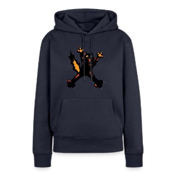 Crazy Cat Lady - Sweat à capuche Premium bio Femme - bleu marine - Devant - Julia (174cm)