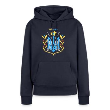 Ukraine Ukraine - Frauen Premium Bio Hoodie - Navy - Vorne - Julia (174cm)