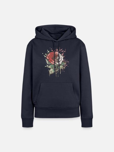 Rote Rose - Frauen Premium Bio Hoodie - Navy