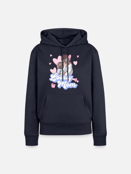 LIEBE MAMA - Frauen Premium Bio Hoodie - Navy