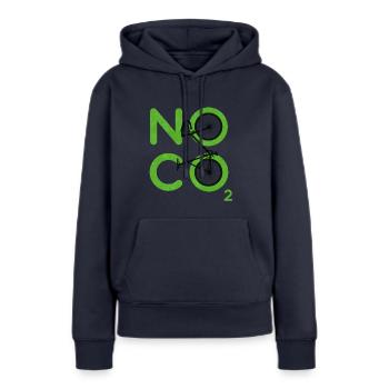 Pas de CO2 - Sweat à capuche Premium bio Femme - bleu marine - Devant - Julia (174cm)