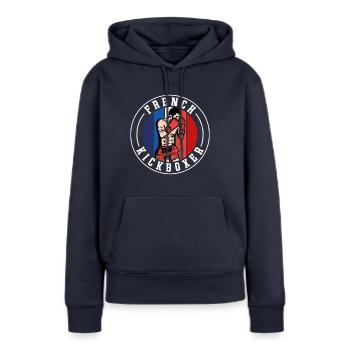 French Kickboxer - Sweat à capuche Premium bio Femme - bleu marine - Devant - Julia (174cm)