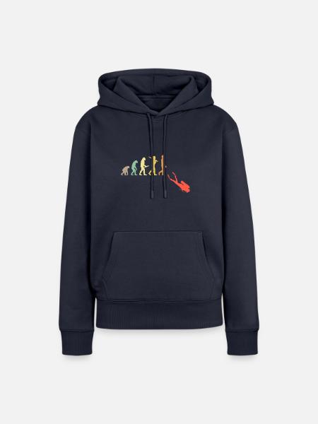 Retro Diving Evolution Geschenk - Frauen Premium Bio Hoodie - Navy