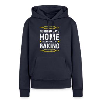 Odeur de cuisson - Sweat à capuche Premium bio Femme - bleu marine - Devant - Julia (174cm)