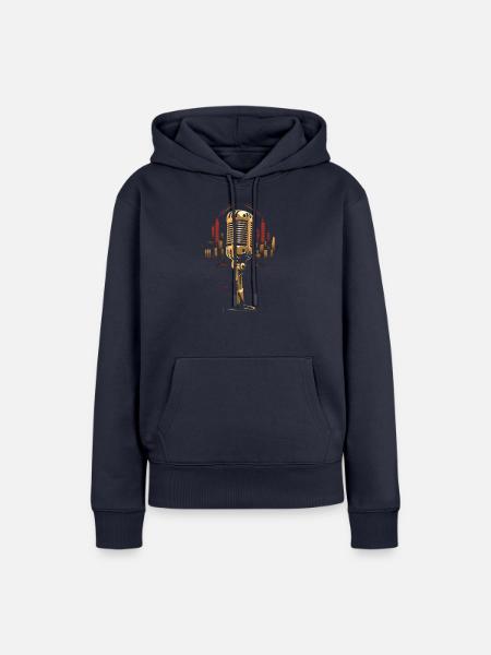 Mikrofonklasisch in der Stadt - Frauen Premium Bio Hoodie - Navy