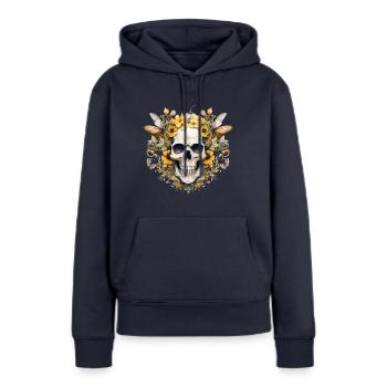 Nectar floral crâne T Shirt Bumblebee Garden - Sweat à capuche Premium bio Femme - bleu marine - Devant - Julia (174cm)