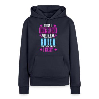 K-Pop-Fan Geschenk Koreanische Popmusik - Frauen Premium Bio Hoodie - Navy - Vorne - Julia (174cm)