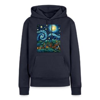 Chemise de nuit étoilée de Noël Bethléem Star Art - Sweat à capuche Premium bio Femme - bleu marine - Devant - Julia (174cm)