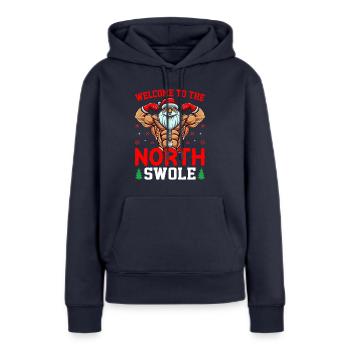 North Swole Nordpol Santa Claus Weihnachten - Frauen Premium Bio Hoodie - Navy - Vorne - Julia (174cm)