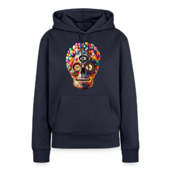 Fiesta Glow Skull T Shirt Albuquerque Ballon - Sweat à capuche Premium bio Femme - bleu marine - Devant - Julia (174cm)