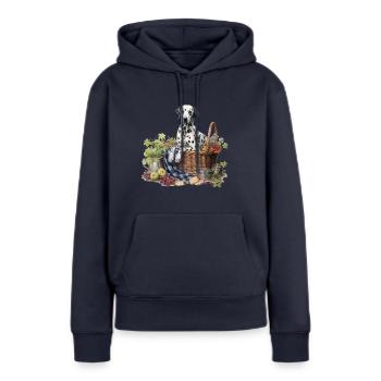 Dalmatiner Hundehütte Cottagecore Picknick Glückseligkeit - Frauen Premium Bio Hoodie - Navy - Vorne - Julia (174cm)