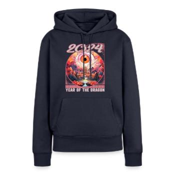 Chinesisches Neujahr des Drachen Drachenauge Chinesisch - Frauen Premium Bio Hoodie - Navy - Vorne - Julia (174cm)