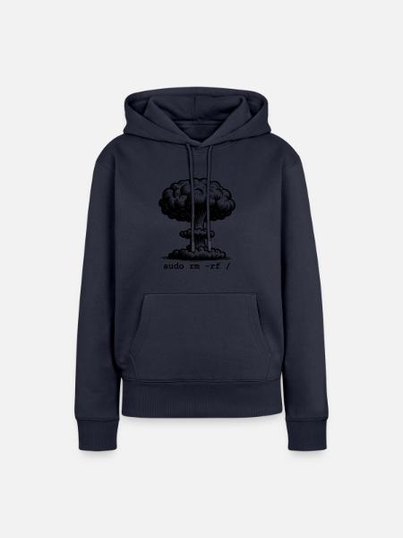 Linux Funny Linux Command Sudo RM RF für Männer - Frauen Premium Bio Hoodie - Navy