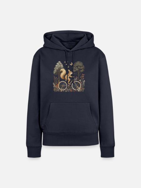 Eichhörnchen Cottagecore Fahrrad - Frauen Premium Bio Hoodie - Navy