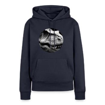 Tyrannosaurus Rex im Kreis, schwarz-weiß - Frauen Premium Bio Hoodie - Navy - Vorne - Julia (174cm)