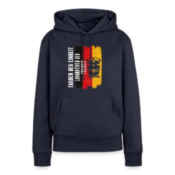 FARBEN DER FREIHEIT LOKOMOTIVEN DER EINHEIT - Frauen Premium Bio Hoodie - Navy - Vorne - Julia (174cm)