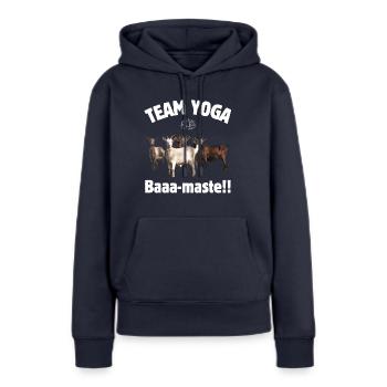 TEAM YOGA BAAA-MASTE GOAT YOGA - Women’s Premium Organic Hoodie - navy - Front - Julia (174cm)