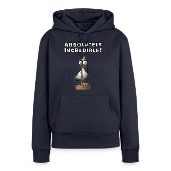 Absolument incroyable ! - Sweat à capuche Premium bio Femme - bleu marine - Devant - Julia (174cm)