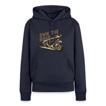 BESITZE DIE STRASSE - Frauen Premium Bio Hoodie - Navy - Vorne - Julia (174cm)