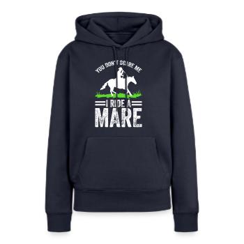 Vous ne me faites pas peur, je monte une jument ! - Sweat à capuche Premium bio Femme - bleu marine - Devant - Julia (174cm)