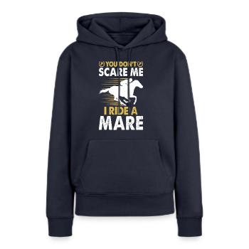 Vous ne me faites pas peur, je monte une jument ! - Sweat à capuche Premium bio Femme - bleu marine - Devant - Julia (174cm)