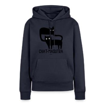 Chat Masutra - Sweat à capuche Premium bio Femme - bleu marine - Devant - Julia (174cm)