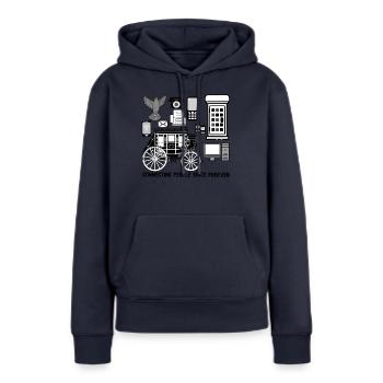 Connecter les gens depuis toujours - Sweat à capuche Premium bio Femme - bleu marine - Devant - Julia (174cm)